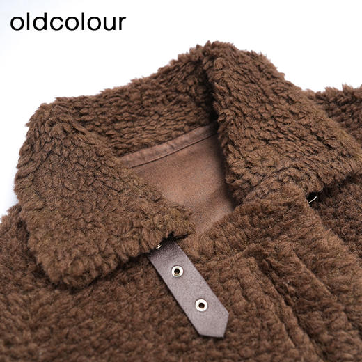 oldcolour冬季咖色气质保暖百搭羊羔绒短款外套女DM45041157 商品图2