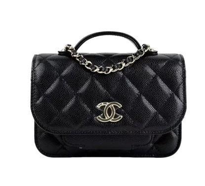 CHANEL香奈儿 手柄 颗粒压花牛皮 邮差包斜挎单肩包  女款 黑色 商品图0