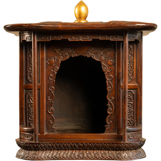 清 红木荷叶顶莲花纹佛龛 商品图5