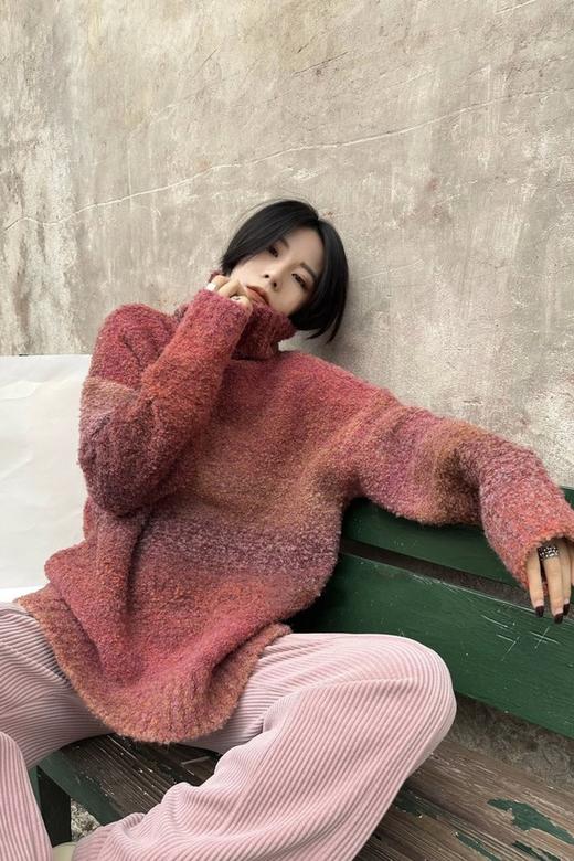 ANSUABEL 加厚渐变高领中长款毛衣 17806 商品图1