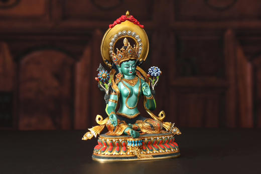 彩绘黄铜艺术像15cm（绿度母 白度母） 商品图2