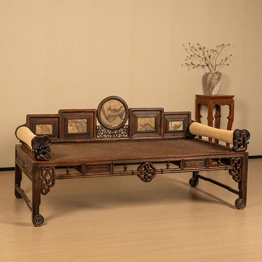 清 红木镶云石五屏式贵妃榻 商品图4
