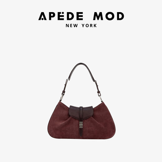 【秋冬新款】品牌直发 APEDE MOD 时尚新中式麂皮鳄鱼纹牛皮方锁马鞍包单肩腋下包 商品图9
