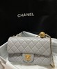CHANEL香奈儿小金球Classic Flap CF 翻盖菱格纹金扣 羊皮革 链条包口盖包单肩斜挎包 迷你 女款 浅灰色 商品缩略图0