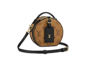 LOUIS VUITTON Petite Boite Chapeau 老花 牛皮帆布 圆饼包手提单肩斜挎包 迷你 女款 焦糖色