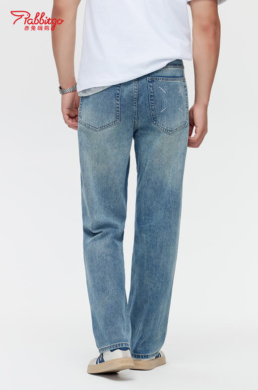 赤兔嗨购男装宽松阔腿牛仔裤2024年秋冬新款水洗长裤宽腿修饰身形 商品图4
