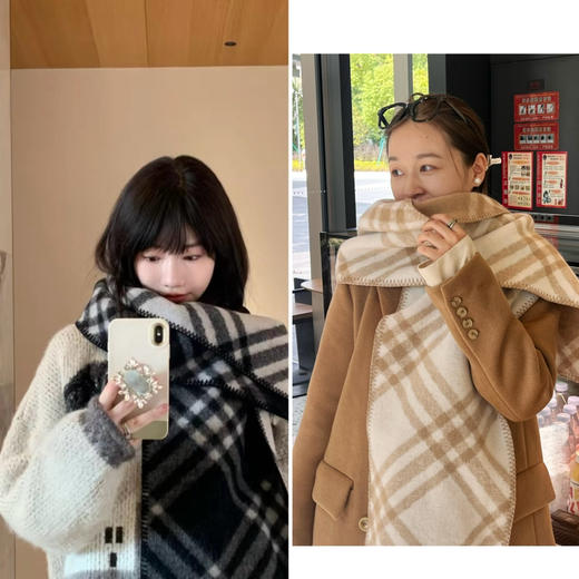 2410413   羊毛围巾 大格纹 商品图0