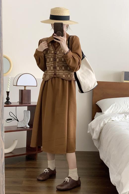 L.Fleuri 复古时髦马甲连衣裙套装 17539 商品图1