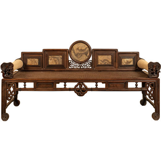 清 红木镶云石五屏式贵妃榻 商品图5