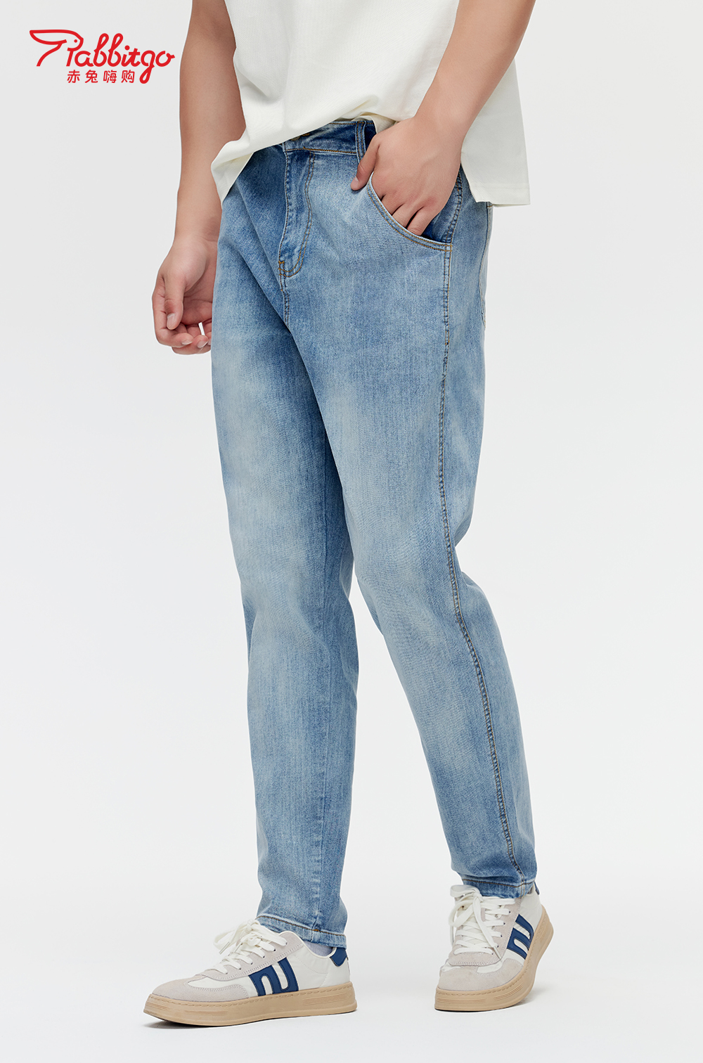 赤兔嗨购男装宽松哈伦牛仔裤2024年秋冬新款水洗长裤耐穿耐磨