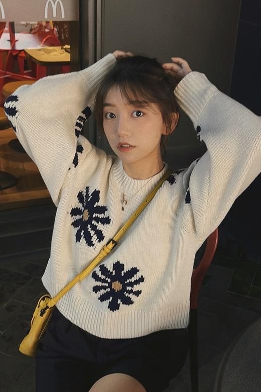 LNNNS 法式短款雏菊图案针织上衣 17602 商品图0