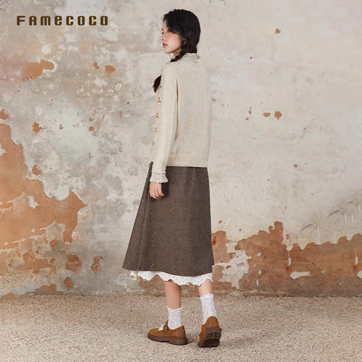 Famecoco范可儿半身裙纯棉碎花设计感裙摆花边拼接裙摆FAB6HA024 商品图3