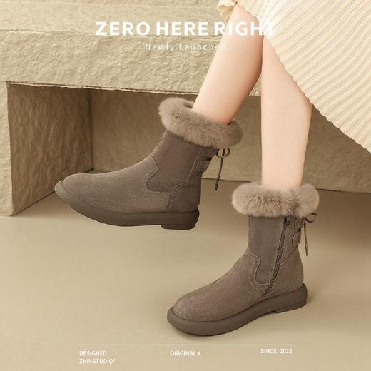 ZHR则则时尚加绒保暖雪地靴短靴女2024冬季新款百搭简约靴子女鞋 商品图7
