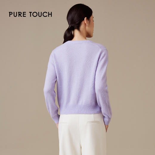 pure touch女士浅紫色时尚百搭绵羊毛100%针织开衫1359244405 商品图2