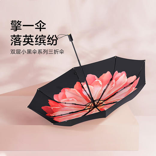 蕉下 双层小黑伞系列三折伞  桃捻 商品图4