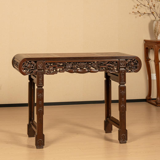 清 红木镶瘿木莲藕书卷式平头案 商品图0