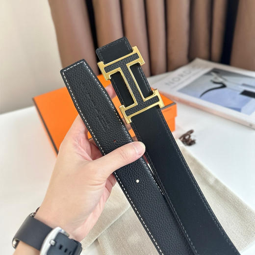 秋冬特惠💰340【爱马仕】男士腰带 H双面进口皮 BELT BUCKLE & REVERSIBLE LEATHER STRAP 带身宽3.8cm 商品图7