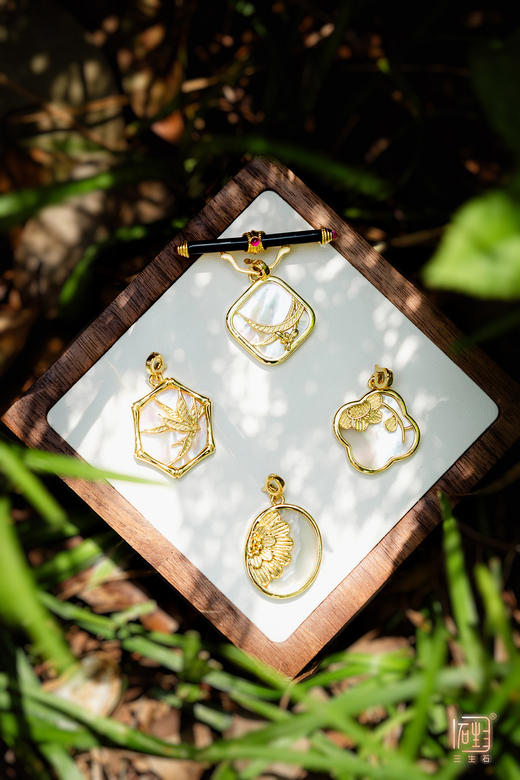 天然小巴洛克珍珠彩宝国风多用链+梅兰竹菊多用吊牌 商品图12