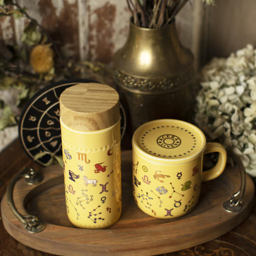 【送礼套装】十二星座陶瓷随身杯&马克杯套装组合 双层330ml/400ml 商品图0