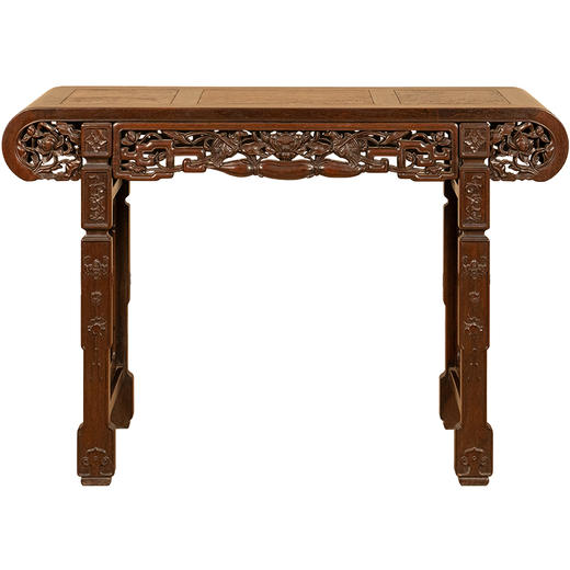 清 红木镶瘿木莲藕书卷式平头案 商品图5