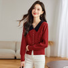 翻领针织开衫，拼色小香风洋气减龄打底上衣CC-JDS-8908 商品缩略图0
