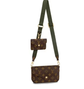 LOUIS VUITTON Multi Pochette Felicie 经典老花 帆布 三合一组合包零钱包单肩斜挎型 老花棕/绿色