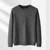 【加绒加厚 蚕丝混纺】罗蒙秋冬男装绣花胸标加绒卫衣男秋冬保暖男士卫衣加绒套头T恤 商品缩略图2