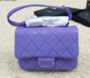 CHANEL香奈儿 口盖颗粒 压花小牛皮 方胖子单肩斜挎包 女款 紫 商品缩略图0