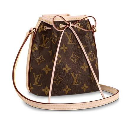 LOUIS VUITTON NOE 经典老花 牛皮拼帆布 水桶包绳单肩斜挎包 超迷你棕色 商品图0