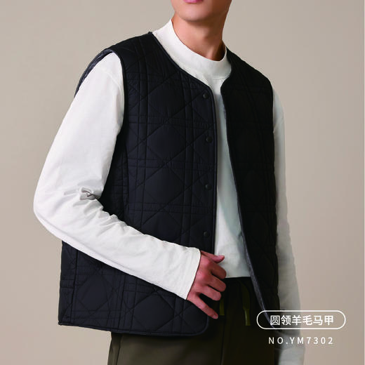 男士冬季圆领羊毛马甲保暖背心马甲锁温【F7302】 商品图1