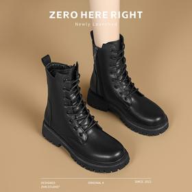 ZHR则则厚底马丁靴女2024新款加绒加厚保暖棉鞋潮酷靴子增高短靴