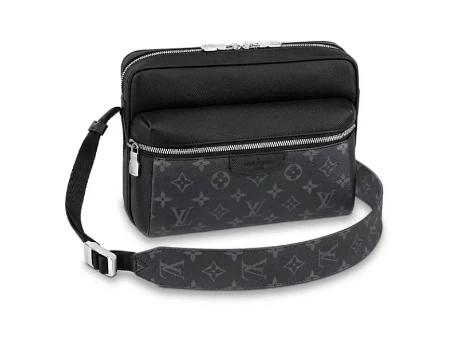 LOUIS VUITTON Outdoor 经典老花 牛皮拼涂层帆布 邮差包单肩包斜挎包 男款 黑色 商品图0