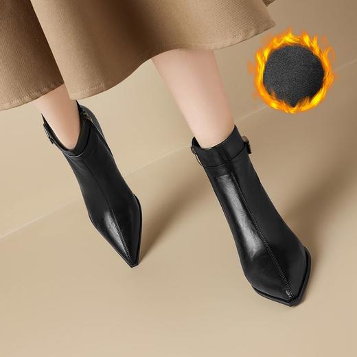 ZHR则则废土风细跟短靴女2024新款冬季潮流瘦瘦靴保暖加绒小皮靴 商品图2