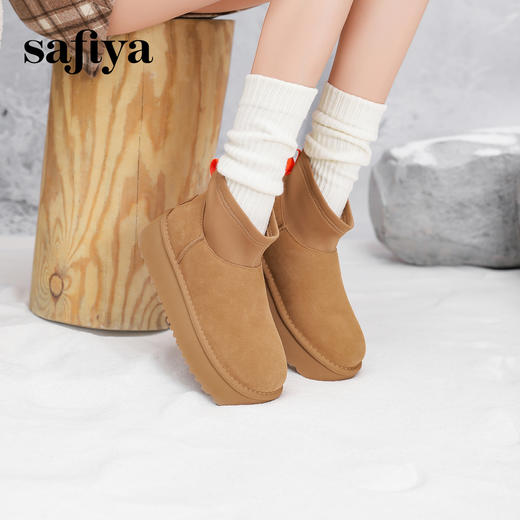 Safiya/索菲娅2024经典休闲厚底百搭防滑加绒时尚雪地靴 SF4411A410 商品图1