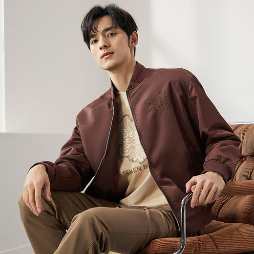 【龙系列】柒牌棉服男2024冬季新款棒球领时尚休闲龙纹绣花厚外套	127E71480 商品图1