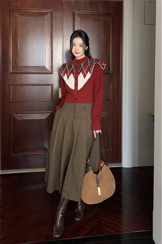 Stay2Weeks 小众针织假两件菱格纹披肩上衣 17819 商品图2