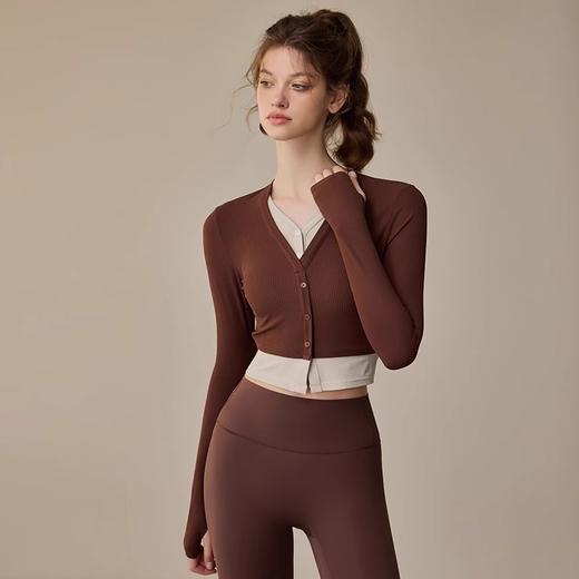 跃牌【周游世界系列】2024秋冬新款撞色假两件套头高弹透气螺纹运动长袖TP0818 商品图2