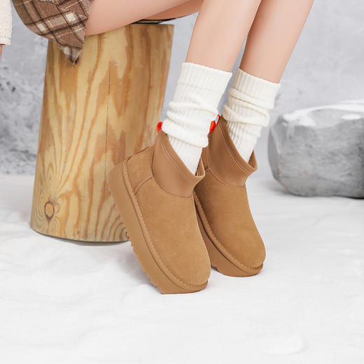 Safiya/索菲娅2024经典休闲厚底百搭防滑加绒时尚雪地靴 SF4411A410 商品图0