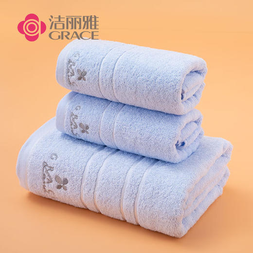 洁丽雅（Grace）纯棉抗菌毛巾浴巾三件套W0091-2/W0090-2-米色 商品图3