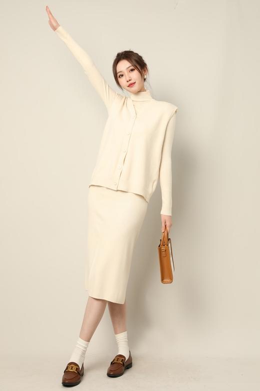 Le Malene 米白色马甲半裙针织三件套套装 17540 商品图1