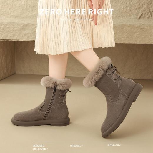 ZHR则则时尚加绒保暖雪地靴短靴女2024冬季新款百搭简约靴子女鞋 商品图8