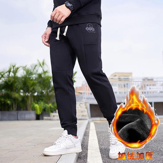 【加绒】【新款DMH】大依优型大码加绒裤休闲裤收脚口束脚加肥加大男卫裤简约百搭潮款胖子 商品图1
