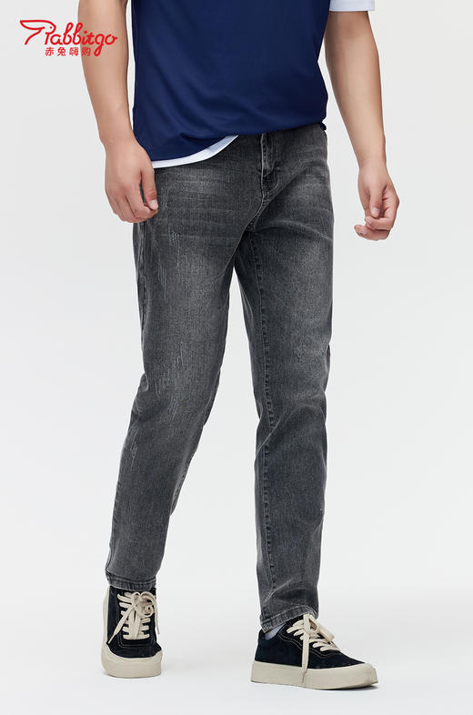 赤兔嗨购男装弹力修身束脚牛仔裤2024年秋冬新款水洗长裤窄脚修饰身形 商品图0
