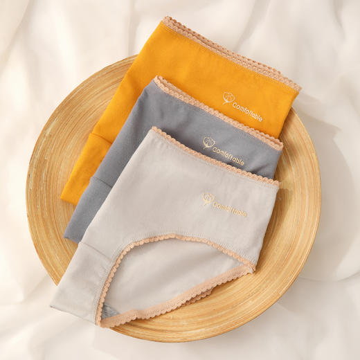 洁丽雅4条装中腰纯棉女士内裤简约舒适云感亲肤双层纯棉内裆透气三角裤女 商品图2