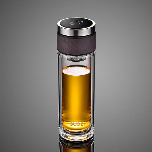 果兹 商务智能温显控茶杯便携玻璃杯 高硼硅玻璃水杯300ml GZ-S60 商品图1