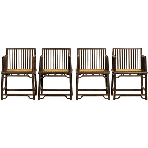 二十世纪 红木直棂玫瑰椅成堂（一堂四只） 商品图5