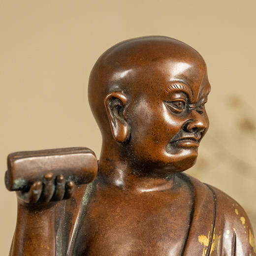 清 铜洒金持经罗汉像 商品图2