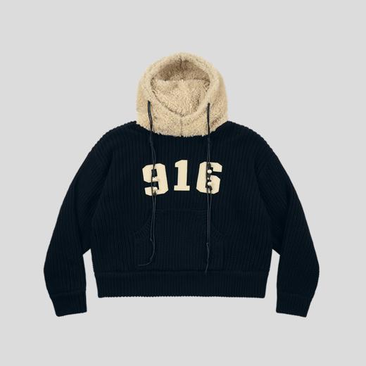 GOODBAI 916 贴布绣撞色拼接含羊毛连帽针织外套 商品图3