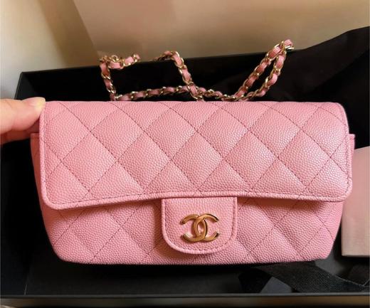 CHANEL香奈儿 链条翻盖式 牛皮 眼镜收纳盒斜挎眼镜包 女款 粉色 商品图0