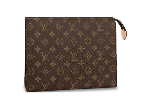 LOUIS VUITTON Toiletry Pouch 26 经典老花 帆布拼皮革 盥洗袋手拿包洗漱包  男女同款 棕色 商品图0